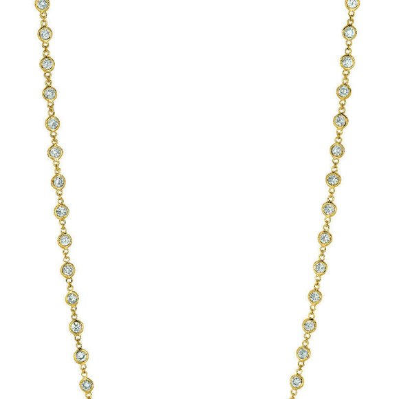 Morris & David Jewelry - 1.51 Carat Diamond by the Yard Necklace G SI 14K Yellow Gold 17 inches 67 stones